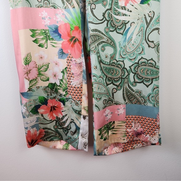 ZARA WOMAN cropped wide leg printed Paisley pants Size S - Picture 4 of 4